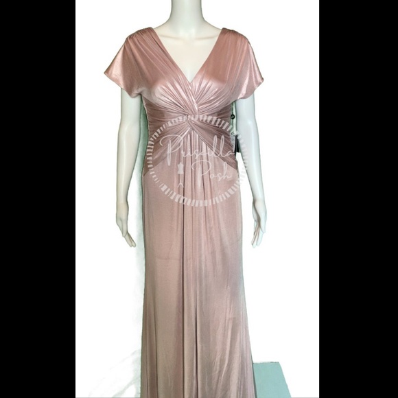 NWT ADRIANNA PAPELL Metallic Twist Cap Sleeve Gown - Picture 14 of 15